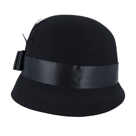Sur la tête - Womens Black Chloe Cloche Historical Black Hat - @ Hatstore