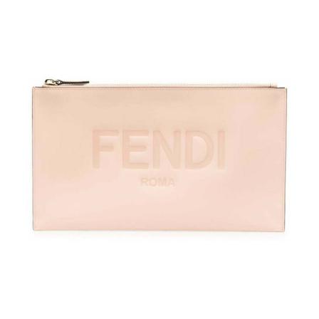 Fendi, Logo Flat Pouch Różowy, Kobieta, Rozmiar: ONE Size