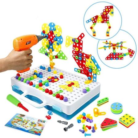 Mosaikk plug-in spill skrueleke - 3D-puslespill barnespill fra 3 4 5 6 KLB