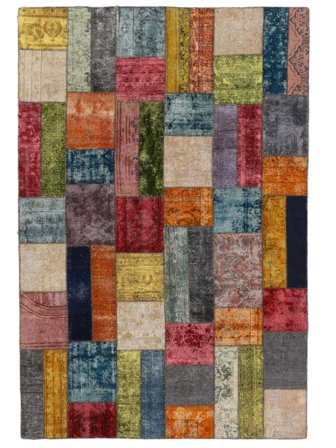205X304 Tapis Patchwork Moderne Noir/Marron (Laine, Turquie) Carpetvista