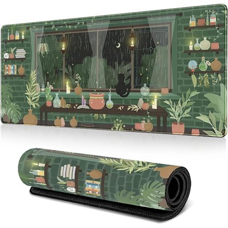 Stor musematte med sklisikker gummibase, japansk skrivebordsmatte (400 x 900 x 2 mm)