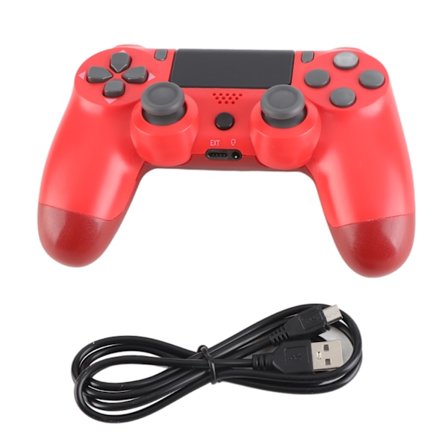 Trådløs Controller Gamepad med Touch Screen Audio Funktion USB Kabel til PS4 / PS4 Pro / PS4 Slim Rød