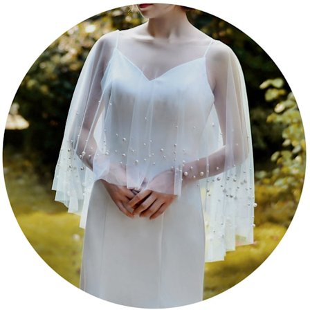 Brude Mesh Perle Sjal Wrap Med Perle Tulle Bryllup Dække, Hvid Sjal Bryllup Kjole Tilbehør