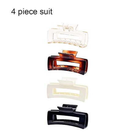 4 stk. neutrale hårklemmer til kvinder, matte firkantede hårklemmer, sti [BR]