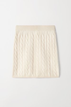 Soft Goat - Cable Knit Skirt - Cashmere skirt - S - Feather White