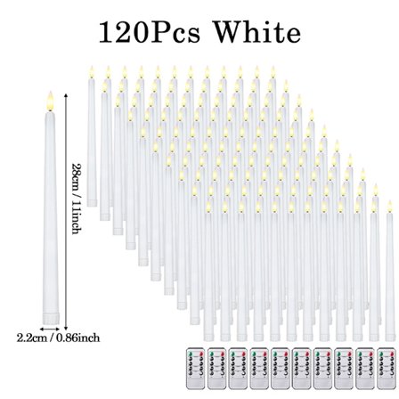 120-12 st Flamlösa koniska ljus Batteridrivna LED-ljus flimrande ljus Faux ljus Halloween jul bröllopsdekor