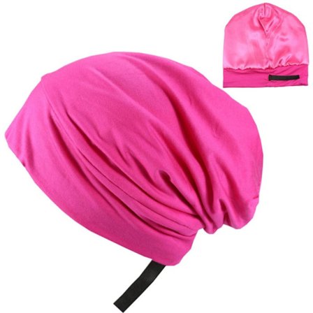 Mjuk Stretch Satin Bonnet Fodrad Sleeping Beanie Hat ROSE RED