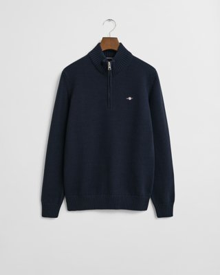 GANT - Bomullsgenser med half-zip til ungdom evening blue