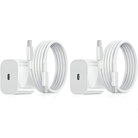 2-pakning - Lader Kompatibel med iPhone - Hurtiglader - Adapter + Kabel 20W Hvit 2-pakning Samsung (NT) 2-Pakning 2-Pakning Sam
