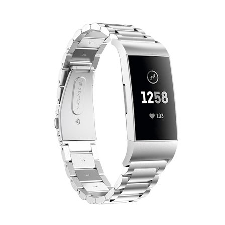 Fitbit Charge 3/4 hopea metallinen ranneke