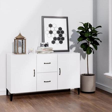 Vidaxl Skänkskåp Vit Högglans 100x36x60 Cm Konstruerat Trä Vit