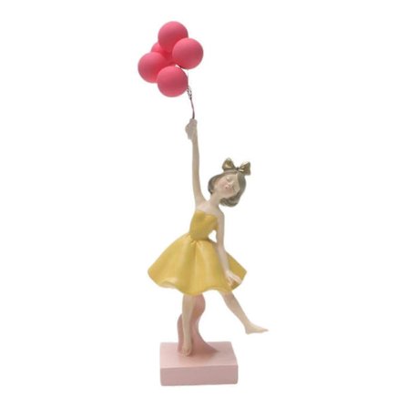 2026 Resin Jente Holder Ballong Statue Samlerobjekt Skulptur for Peis Skap Stue Hjem Dekor[YJD]