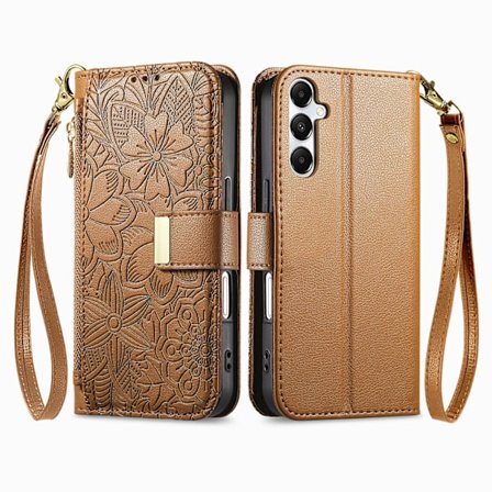 SAM S25 Plus/S24 Plus, flip cover, kort lanyard etui (brun)
