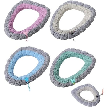 4 stk. toiletbrætbetræk i plysstof, blødt og varmt toiletsæde