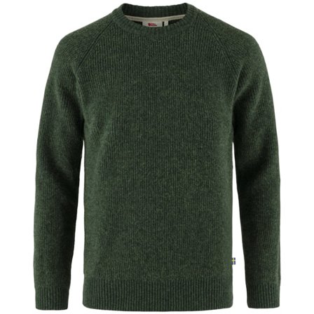 Fjällräven Men's Övik Rib Pullover in Deep Forest/Grün, Wolle | Size: XS