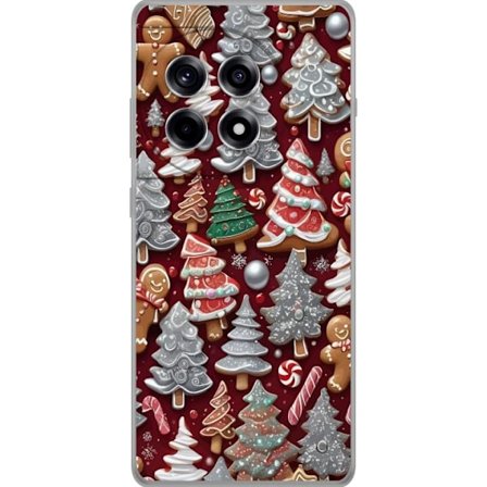 Kompatibelt Mobilskal till OnePlus OnePlus 12R Mysigt julmotiv med granar, godis och vinterfärger