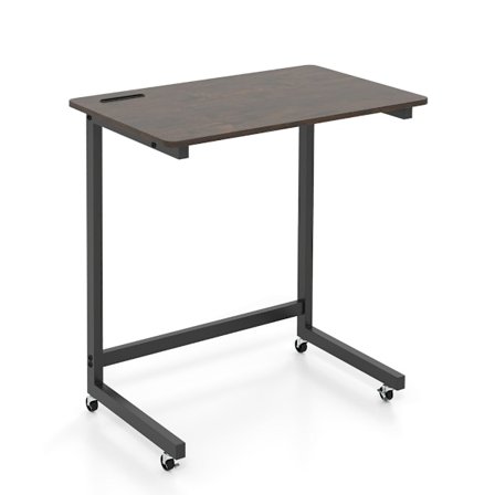 Liikuteltava C-muotoinen sivupöytä pyörillä ja puhelinpidikkeellä