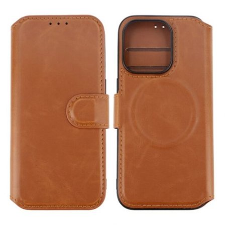 iPhone 15 Pro Plånboksfodral med Magsafe Rvelon - Brun