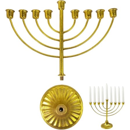 Hanukkah-menora, 9-armad guld, avtagbar menorah, vintage järn, Hanukkah-dekorationer, Hanukkah-gåvor
