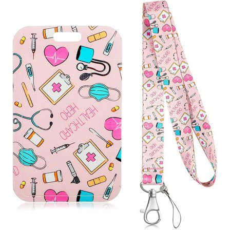 SENASTE Sygeplejerske-mærkebånd til ID-badges, ID-holder med nøgleringsklemmer til læger Hospital Sygeplejerske Kvinder Gaver, Pink
