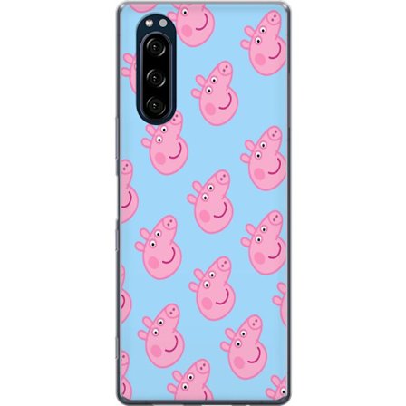 Yhteensopiva Puhelinkuori Sony Xperia 5 Peppa Pig vauva hahmo pastelliväreillä, söpö piirretty lasten kuvitus pehmeällä minimalistisella tyylill