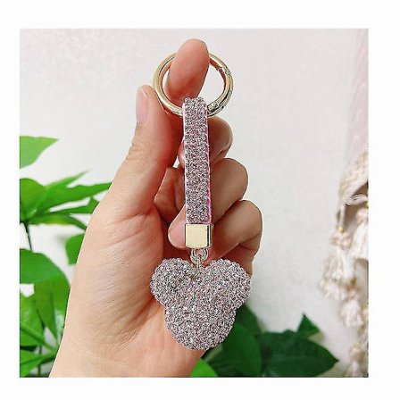 Ins diamantbesat Mickey hoved nøglering, high-end rhinestone damer taske vedhæng boremaskine streng tegneserie dukke, pink