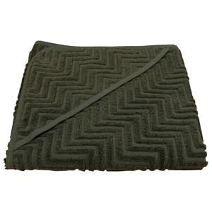 Filibabba Dark Green Zig Zag Hooded Towel One Size - Textile - One size - Green - Junge