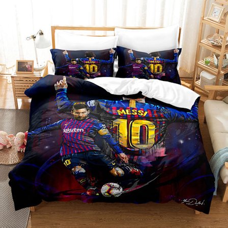 3D fotballstjerne Ronaldo, Messi, Mbappe og andre serier trykte tredelte sett todelte sett digitalt dynetrekk putetrekk sett C