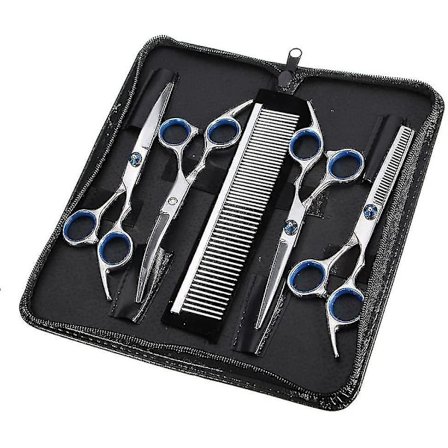 Hundesaks til pelspleje, kompatibel med 5-i-1 skarp buet saks til hunde, kompatibel med skønhedssæt til ansigt og krop til hunde