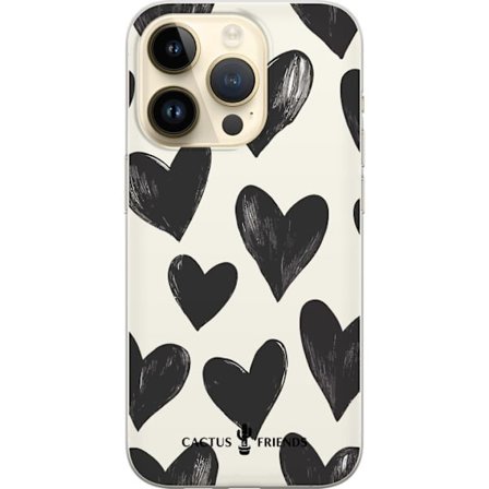 Kompatibel Mobilcover til Apple Apple iPhone 14 Pro Cactus and Friends - Bold Black Love Pattern