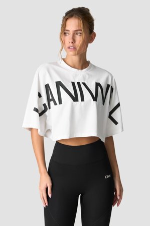 Contrast Cropped Logo T-shirt White