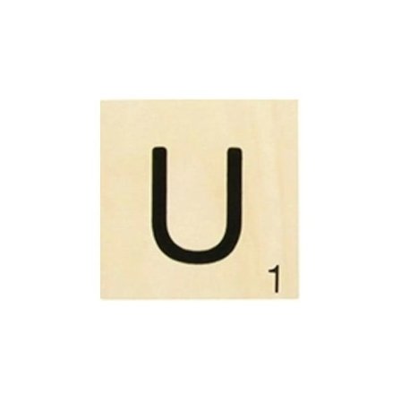 Stort träbokstav i scrabble-stil 10 cm Bokstav U