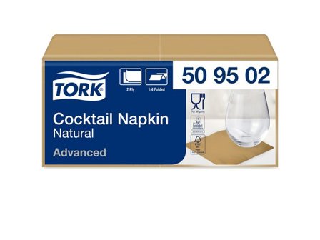 TORK Servett Cocktail 2-lags natur 200/fp - Lyreco - Kök och servering - Servetter och dukar - Servett - 2-lagers