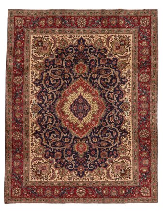 Hand Knotted Tabriz Rug 253X325 Wool Black/Dark Red Large