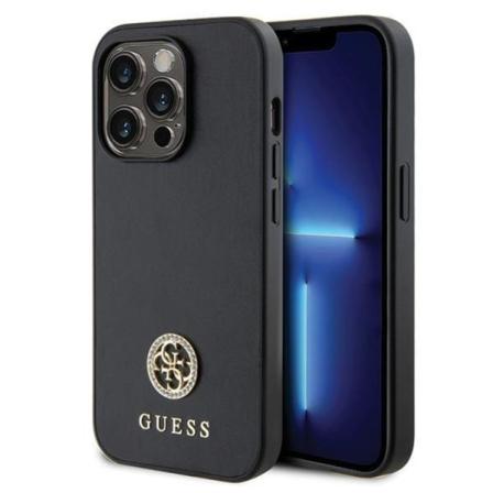 Guess iPhone 15 Pro Mobilskal Strass Metal Logo - Sort