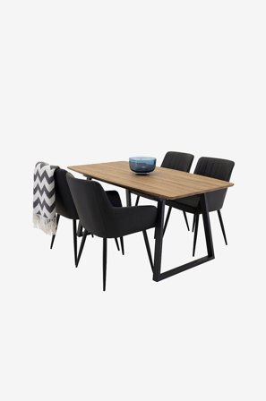 Venture Home - Spisebordssæt Inca med 4 stole Comfort - Brun - Spisebordssæt 4 personer - Fra Homeroom