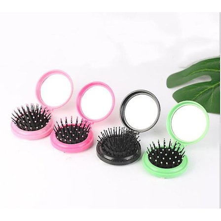 4 stk. sammenklappelige rejse spejl hårbørster runde spejl, runde sammenklappelige lommehårbørste mini hårkam kompakt rejse størrelse hår massage kam 