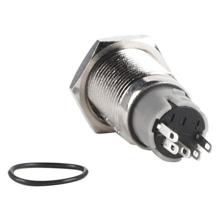 16mm 1NO 1NC Tilslutning Metal LED on/off Kontakt Låsende Tryk Strømknap 12V