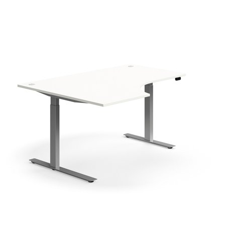 Schreibtisch FLEXUS, ergonomisch, 1600x1200 mm, Gestell silber, Buche