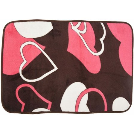 Geometrinen kuviollinen matto, koralli fleece -ovimaatto, liukumaton lattiamatto, eteisen keittiömatto, maalaismatto, 40 x 60 cm, sydän