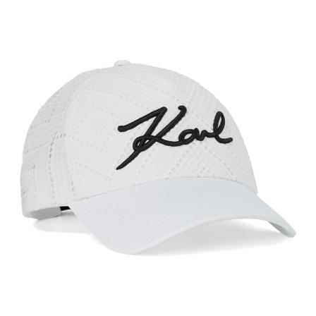 Karl Lagerfeld, Signature Brodery Cap Biały, Kobieta, Rozmiar: ONE Size