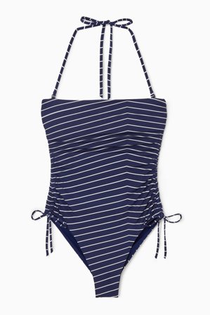 COS Femme Maillot De Bain Bandeau Froncé in Bleu