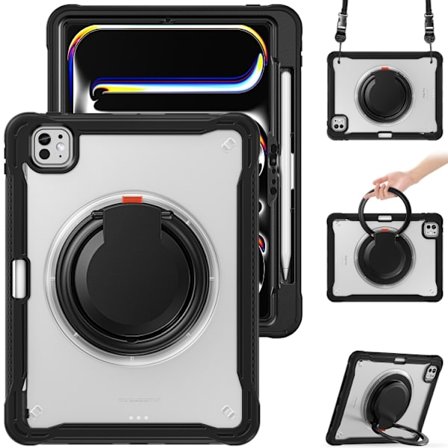 iPad Pro 11 2024 - Kraftfull Sailor Ringhållare, Tungt Hybrid Skal med Rem