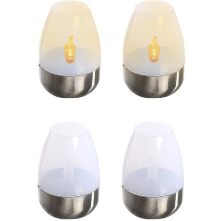 4 LED-ljus - Uppladdningsbart nattljus, flamlöst ljus - Varmt ljus - Vattentätt - Trådlöst - 8,5*5,5*5,5 cm