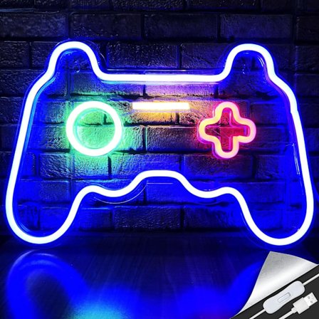 LED Neon Gaming Skilt - Gamepad Formet Lys for Tenåringsgutters Spillrom, Soverom - Gamer Gave