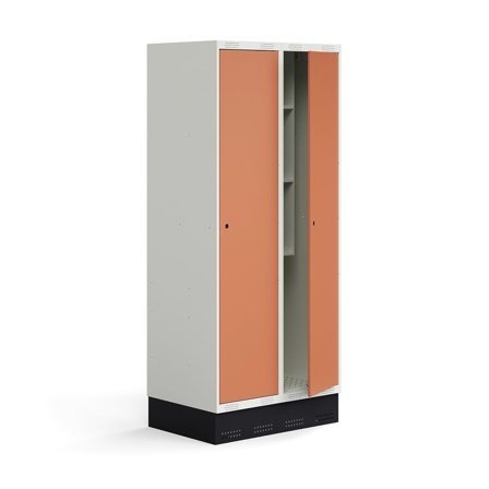 Skab til skoleelever ROZ, 2 moduler, 2 døre, inkl. bund, 1890x800x550 mm, koral