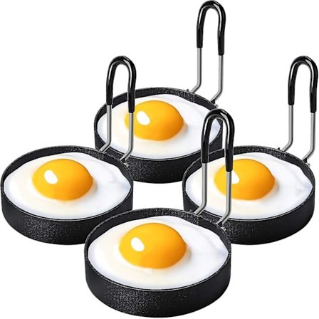 Egg koke ring i rustfritt stål pannekakeform for stekte egg og omeletter - 4 stk