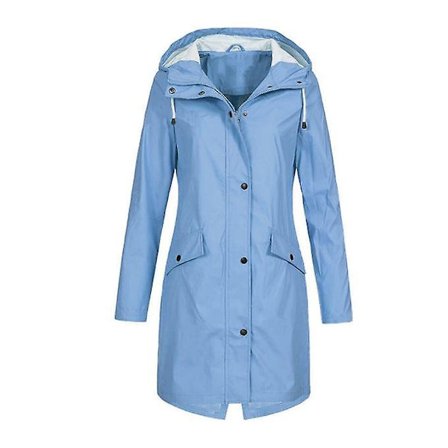 Naisten Sadetakki Tuulenpitävä Vedenpitävä Sadetakki Takki Huppulla XL Sininen
