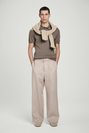 COS Men's Fluid Linen Wide Leg Trousers in Beige