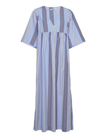 Sabine Poplin Stripe Dress Patterned Wood Wood